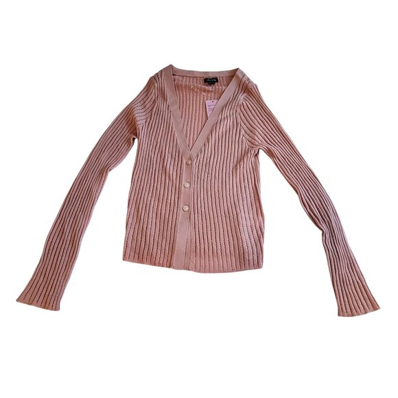 Wild Fable Ribbed Button-Down V-Neck Cardigan Sweater S Wild FableLong sleeves - Picture 7 of 14